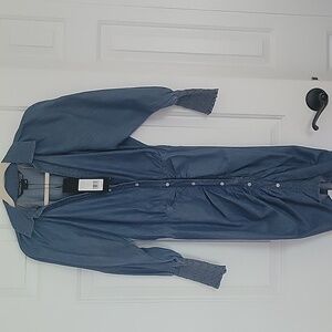 NEW! Veronica Beard Allie Dress Chambray Rushed Shirt Dress